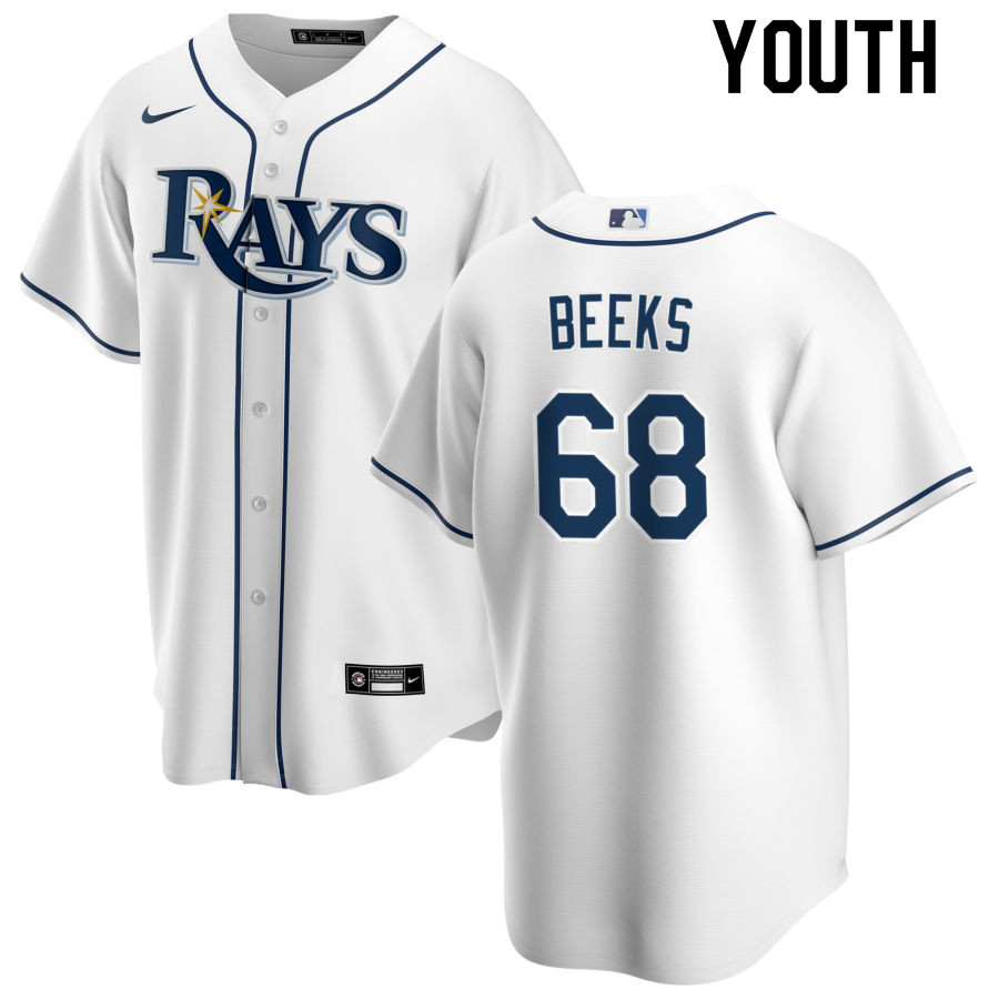 Nike Youth #68 Jalen Beeks Tampa Bay Rays Baseball Jerseys Sale-White